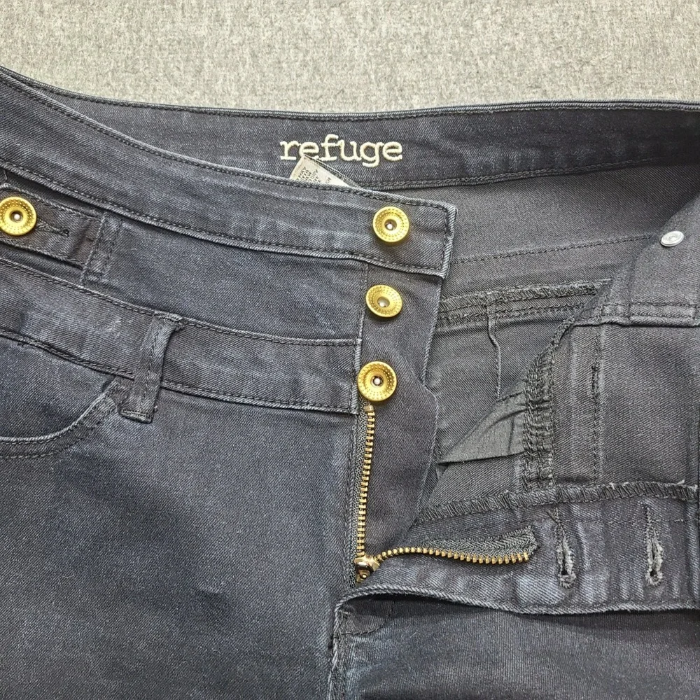 Refuge Denim‎ Shorts Womens 10 Black Excellent High Waist Triple Button Cuffed